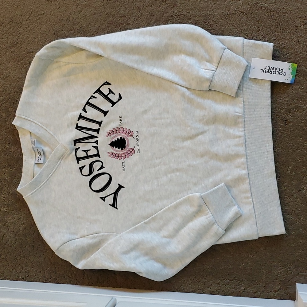 Girls Colorful Planet YOSEMITE National Park Fleece Sweatshirt Size XL 14/16 NWT